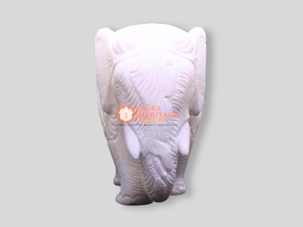 Handicraft Inlay Marble Elephant Figurine Collectible Art